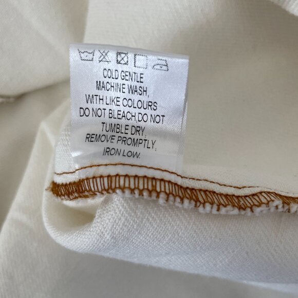 Petal & Pup Women's Hailey Denim Dress 6 White Mini Snap Button Jean Festival - Picture 7 of 8